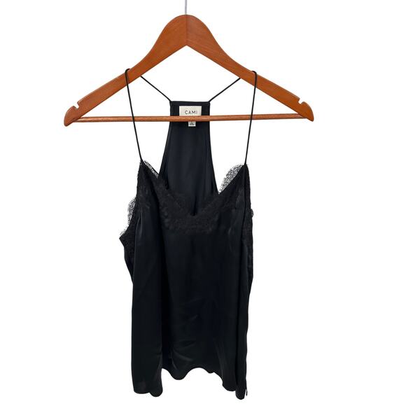 CAMI NYC Lace Trimmed 100% Silk Camisole in Black // L - Picture 4 of 11
